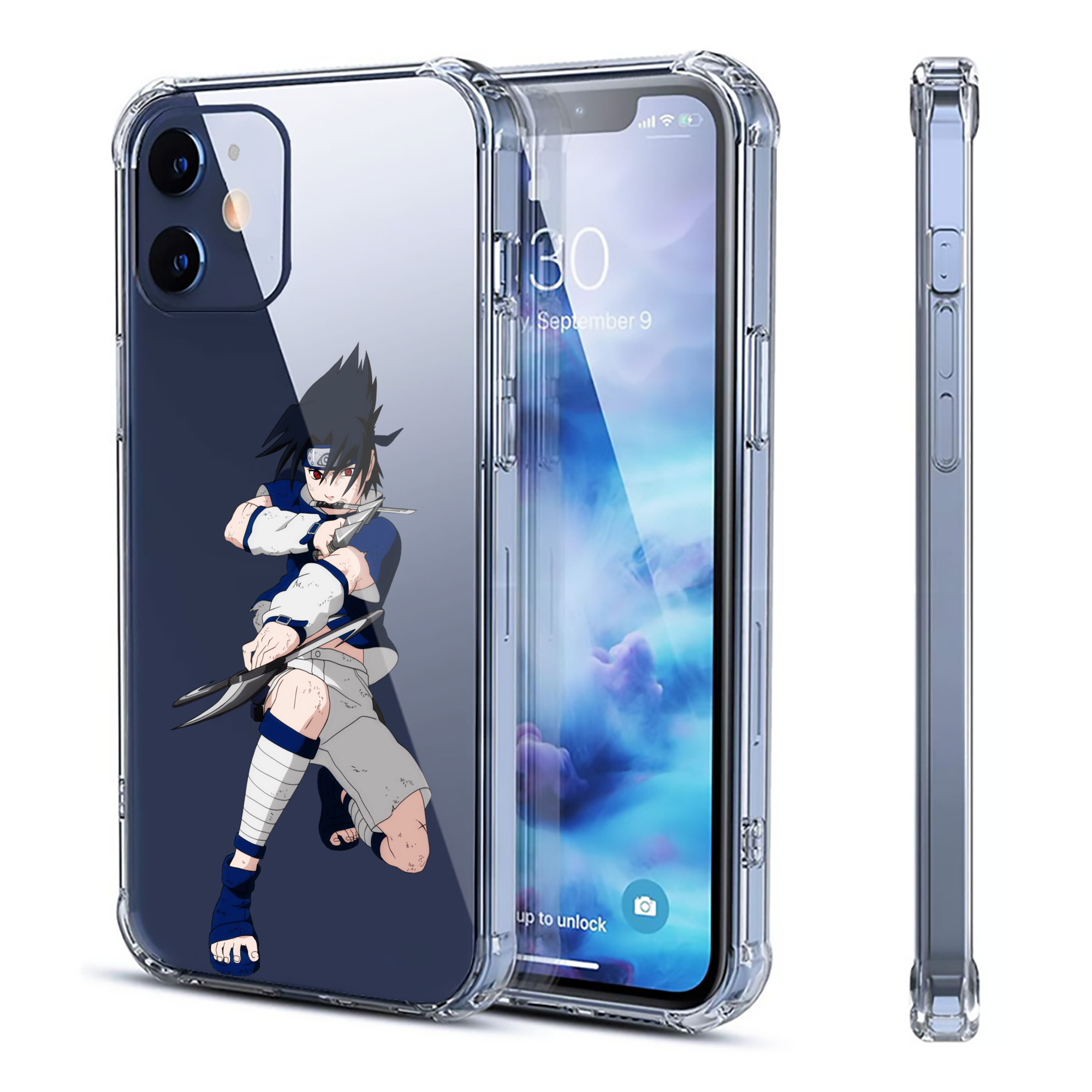 （画像用） NARUTO -ナルト- うちは サスケ Uchiha Sasuke 【iPhone 12シリーズ対応】透明スマホケース（クリアソフトケース）